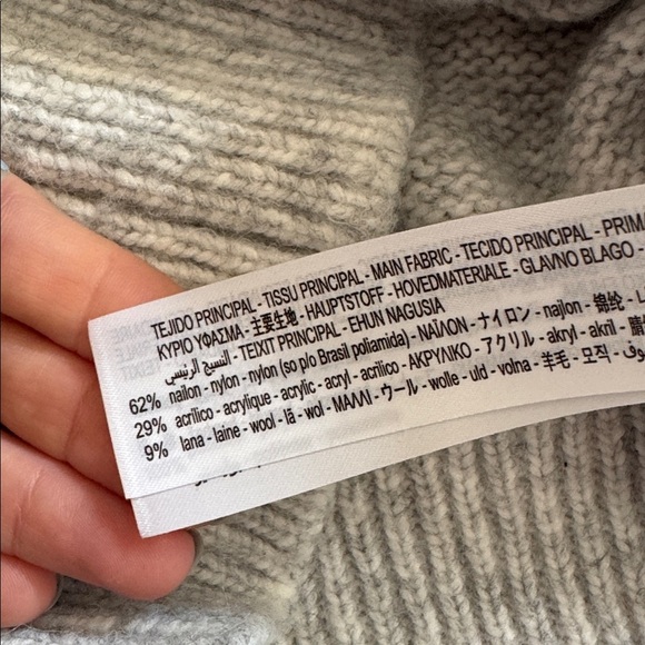 Zara Gray and White Turtleneck Sweater with Elegant Lace - Picture 7 of 7